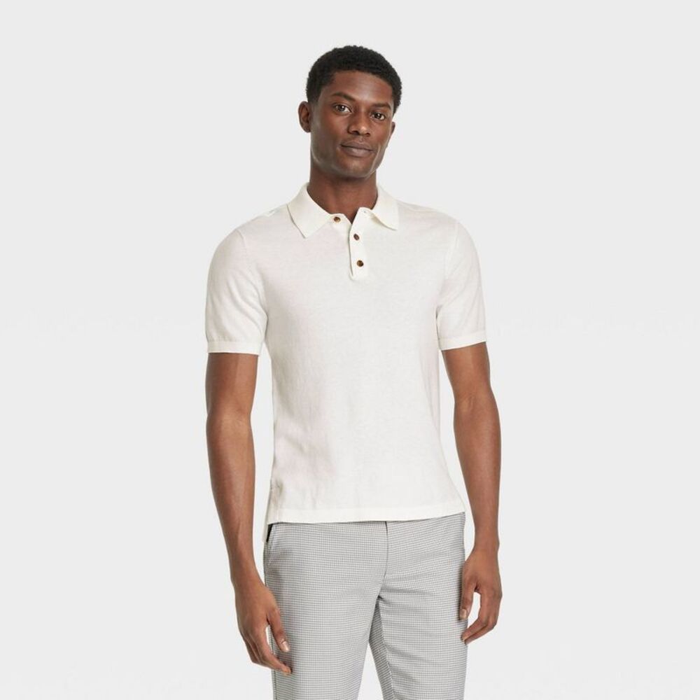 Houston White -  Adult Short Sleeve Polo Sweater - Cr Cream